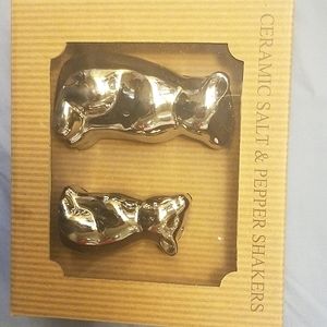 Silver Bear Ceramic Salt & Pepper Shakers, NIB